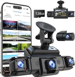 360 View 4 Channel Dash Cam Front and Rear Left Right Inside Camera for Cars, GPS and 5G Band WiFi, Night Vision, 160 Wide Angle, WDR, 24H Parking Mod