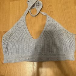 Nectar crochet halter top in baby blue #crochet #halterneck
