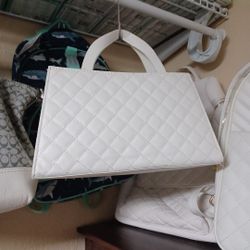 White Quilted Satchel