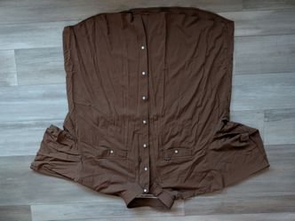 Poncho Outdoors Mens 3XL Regular Fit Western Fishing Pearl Snap Shirt Brown