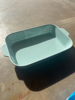 Ligh baby blue ceramic baking tray
