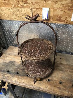 Stacked Serving platter Bird decoration