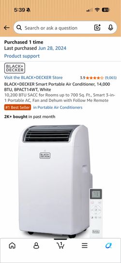 14K BTU Portable AC up to 700 sqft capacity!