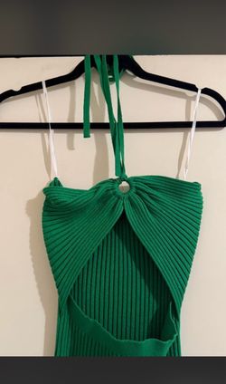 Green ribbed cut out dress Large