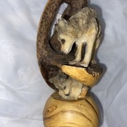 Mill Creek Studios Wolf Sculpture Hide & seek Figurine Signed HAJNY 4.25"