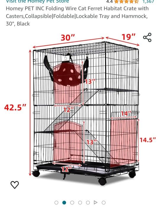 3 Level Cat Cage With Hammock