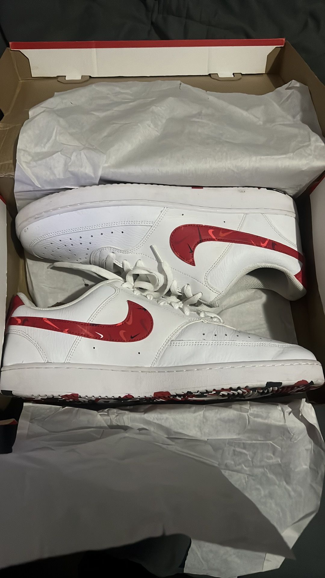 Nike Court Vision Low Swoosh Print Red Size 13