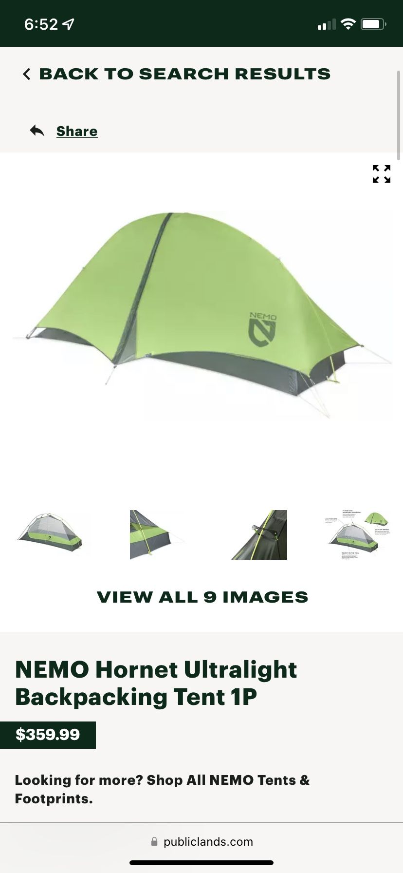 NEMO Hornet Ultralight Backpacking Tent 1P