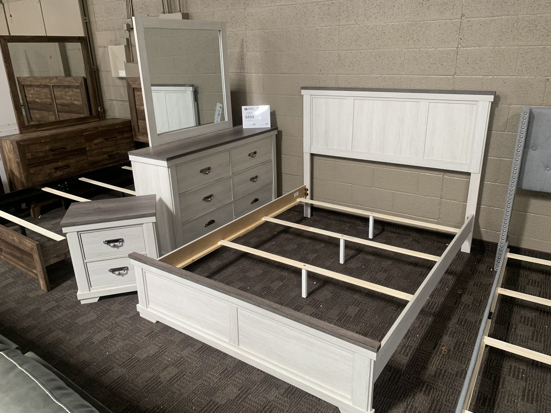 White And Brown Queen Bedroom Set
