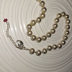 Vintage Silver Glass Bead Necklace 