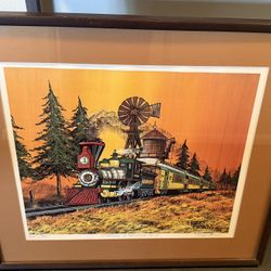 Framed Fred Bonn Virginia & Truckee R.R. Signed 201/300 Railroad Train Print 