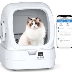 New Smart Cat Litter Box Self Cleaning - APP Control and Weight Monitoring - Ultra-Quiet, Suitable for Medium Cats and Kittens, Safe Anti-Pinch Litter