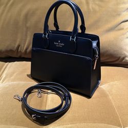 NWT $380 KATE SPADE LEATHER BLACK MADISON SATCHEL BAG CONVERTIBLE CROSSBODY NEW
