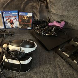 PS4 w/ 2 Controllers, VR headset and 3 Free Games 