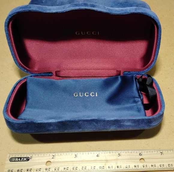 2 NEW LARGE GUCCI BLUE VELVET CASES W/ BAG