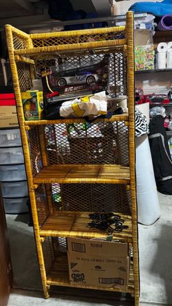 Wicker Rattan Bookshelf Storage Unit