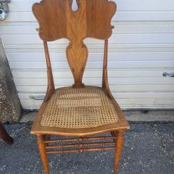 Antique Lyre-Back Cane Seat Chair — Excellent Condition