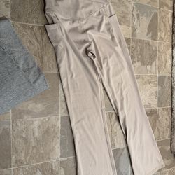 Beige flared leggings