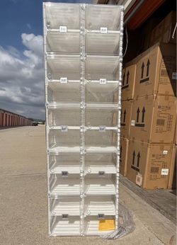 Foldable Shoe Rack,Shoe Organizers for Closet Plastic Shoe Storage Box Space Saving for Entryway, La