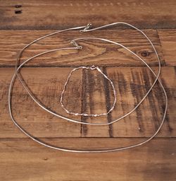 sterling Silver bracelet and 2 sterling silver wire necklaces