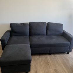 Grey Couch With Foot Rest