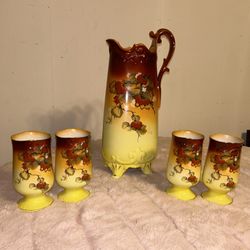 Vintage Nippon Porcelain Pitcher and Cup Set 