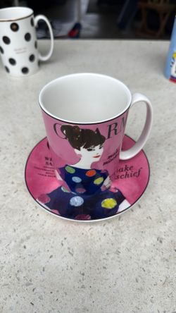 Kate Spade “Make Mischief” coffee cup and tidbit plate