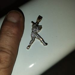 Bling Bling      Iced Baseball Pendant  14k