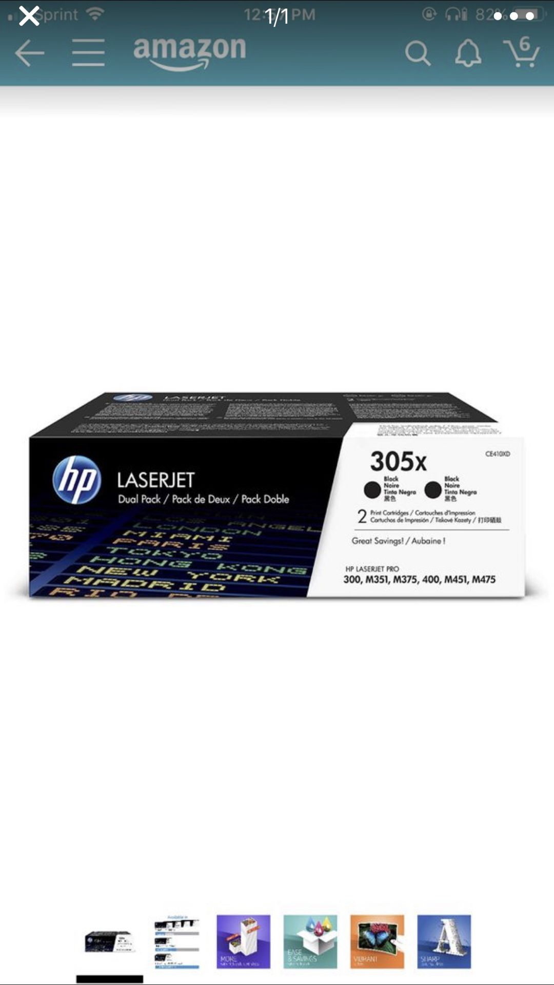 HP 305X (CE410X) Black Toner Cartridge High Yield
