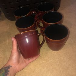 Coffee Cups - Set Of 6 (Burgundy/Red Gibson Elite)