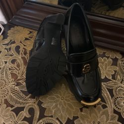 Karl Lagerfeld Paris Virna Black High Heel Patent Faux Leather Shoe Size 5 1/2