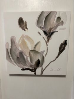 Simple black & white flower canvas set