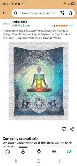 Yoga Tapestry Yoga Decor by, Mandala Design Zen Meditation Hippie Style with Sign Chakra A