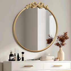  27" Gold Bow Baroque Wall Mirror