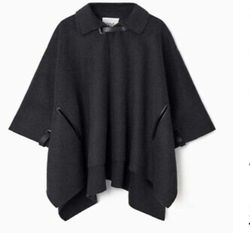 COS DOUBLE FACED GREY WOOL CAPE