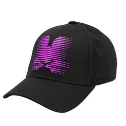 Psycho Bunny Men's Cotton Screen Printed Logo Baseball Adjustable Snapback Hat Black