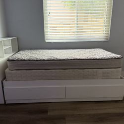 Twin bed with Headboard and Shelves
