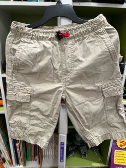 Khaki Cargo Shorts with Elastic Waist