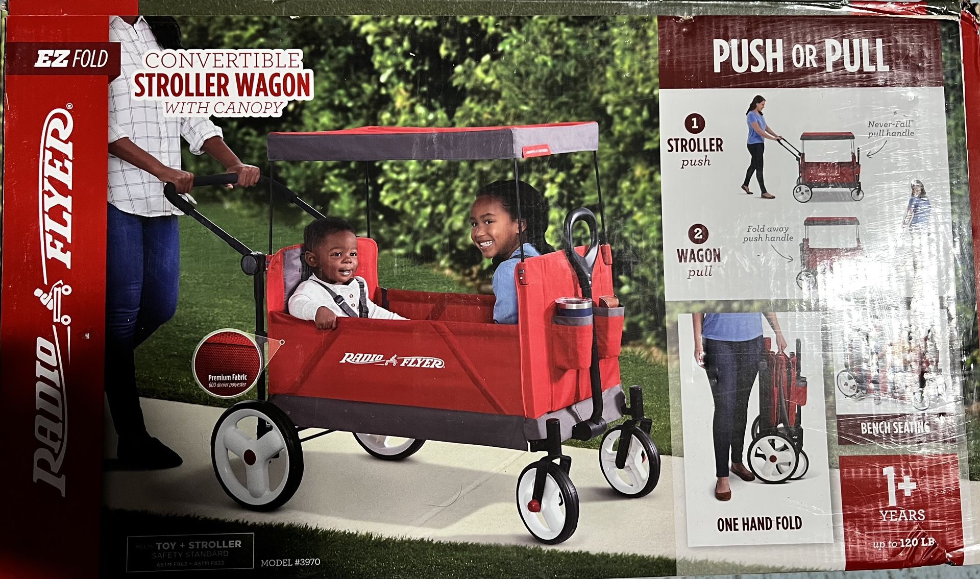 Brand New Radio Flyer Convertible Stroller Wagon With Canopy