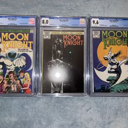BUNDLE of 3 VINTAGE MOON KNIGHT SLABS: #1, #25, #27 1980 CGC 8.5, 8.0, 9.6 