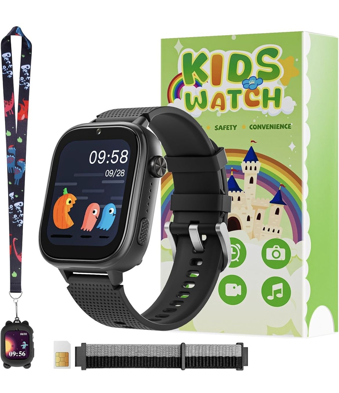 4G Smartwatch, Kids Watch for Kids with SIM Card, 47 Exciting Games, Two-Way Calling Feature, SOS Emergency Call Button Ideal for Kids