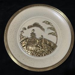 Pair of Vintage England Brass Hammered Plates  