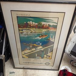 London Transport Hampton Court Poster ,Has Water Damage At The Bottom Of  Poster As U Can See