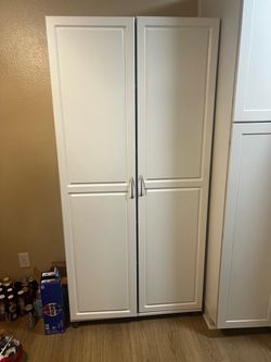 Tall White Storage Cabinet with Double Doors FREE
