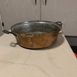 Copper Pan With Brass Handles