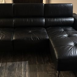 Black Leather Sectional 