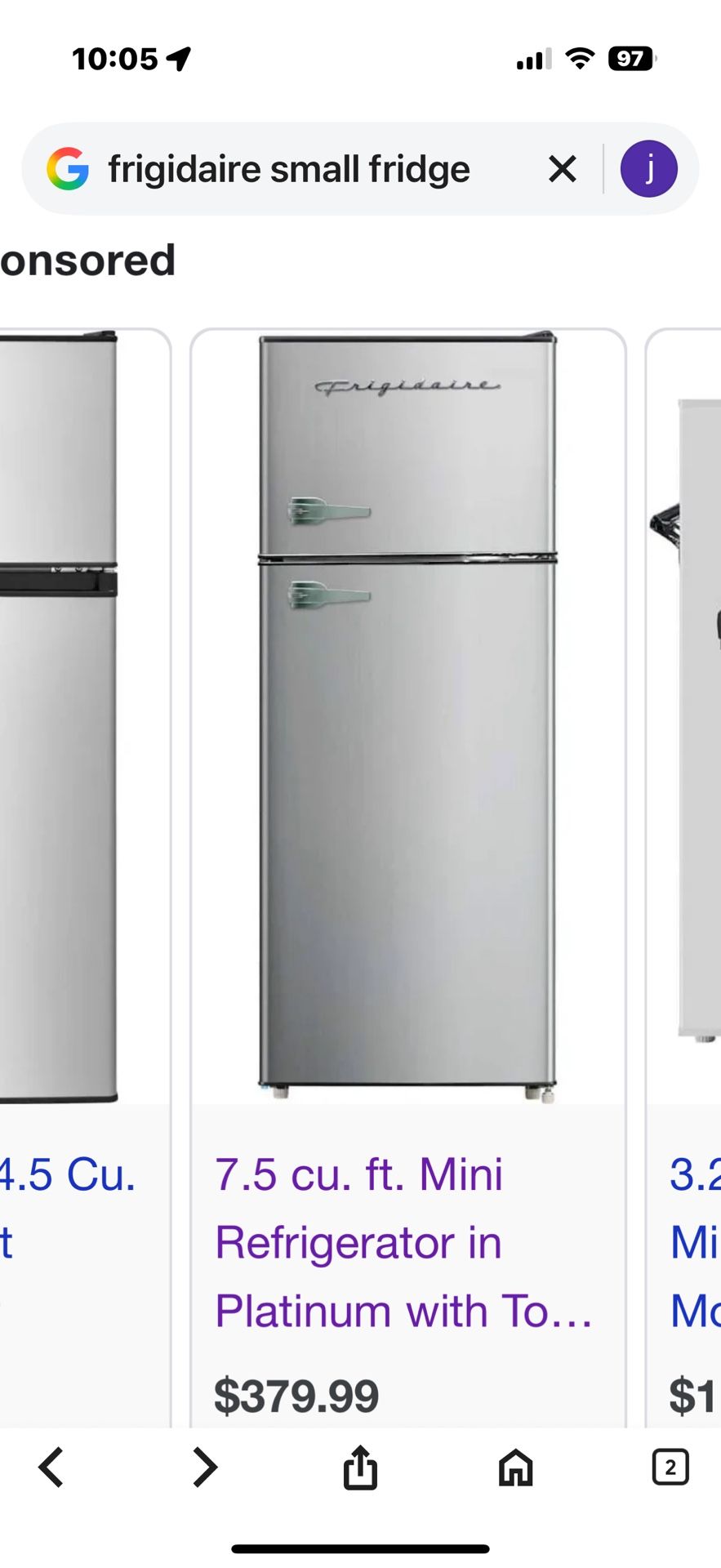7.5 Cu Ft Mini Refrigerator Platinum Brand New