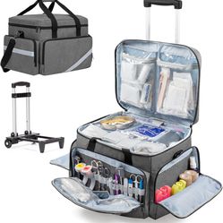 Rolling Medical Bag with Detachable Trolley, Nurse Rolling Bag with Removable Dividers
