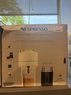Nespresso Vertuo Next Coffee & Espresso Machine with Aeroccino 3 Milk Frother – Cream