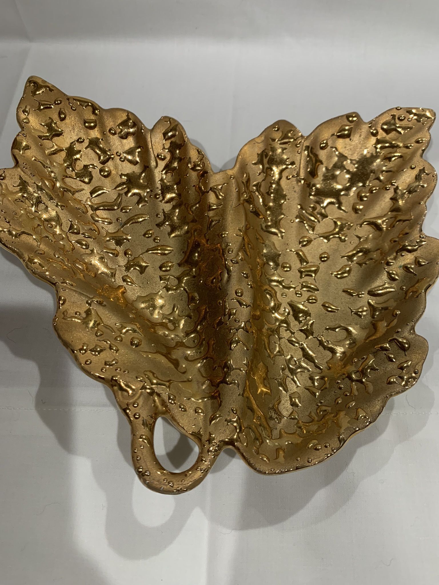 Weeping Bright 22K Gold Leaf Vintage Candy Dish